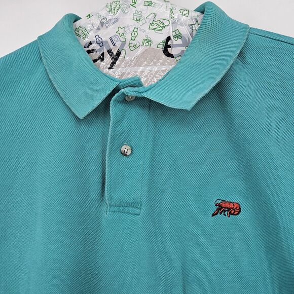 Perlis Shirt Mens Large Polo‎ Short Sleeve Green Teal Crawfish Logo Casual - Picture 2 of 9